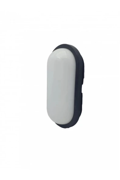 ekim aydınlatma Balkon ,Teras,Banyo,Wc Oval ledli Duvar armatürü 15-20 Watt siyah kasa - 2