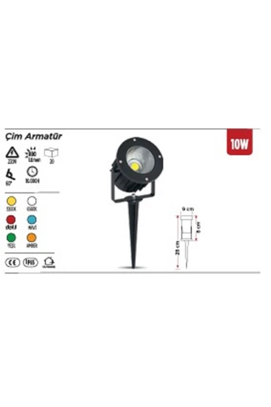 ekim aydınlatma YBH 110 Dış Mekan Çim Armatürü – 10W IP65 LED Bahçe Aydınlatma YEŞİL IŞIK - 2