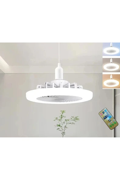 CT-1153 Poyraz Fanlı LED 42 Watt Ampul Lamba Beyaz Işık Vantilatör Aydınlatma E27 3 Renk Dim Ed - 1
