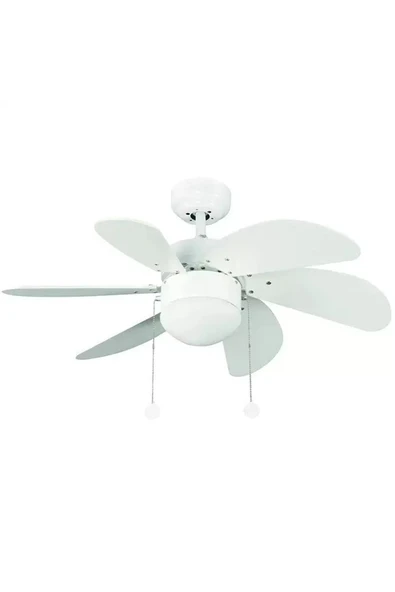 Ekim Aydınlatma Kcf281 60w 30 Inç Beyaz Altı Kanatlı Lambalı Ipli Tavan Vantilatörü - 1