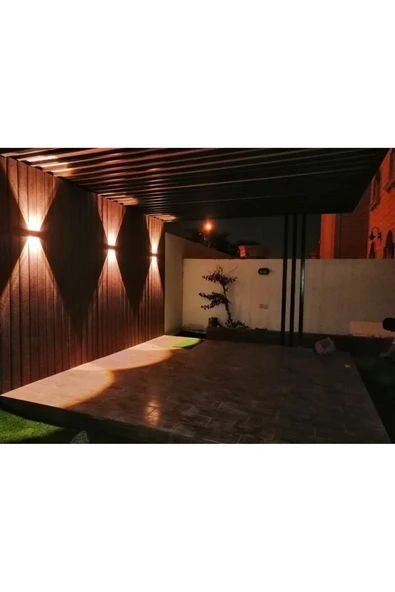 ekim aydınlatma Siyah Kasa 4w Dekoratif Çift Yönlü Bahçe Balkon Teras Aplik - 6