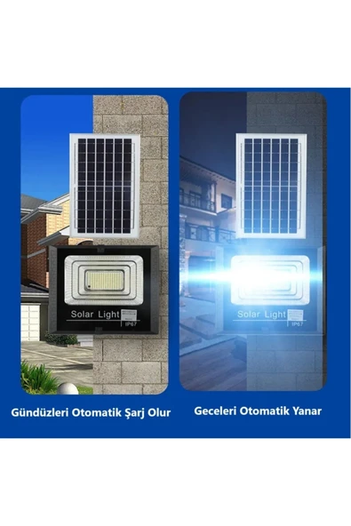 ekim aydınlatma 100 W Kumandalı Güneş Enerjili Solar Led Projektör - Beyaz Işık (6500K) - - 4