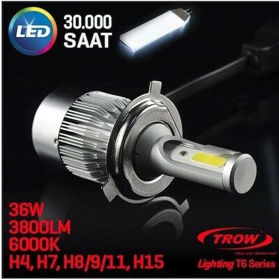 Trow H7 Kısa Far Led Xenon Ampul Seti 36W 3800LM 6000 Kelvin (H7LED) ürün görseli 1