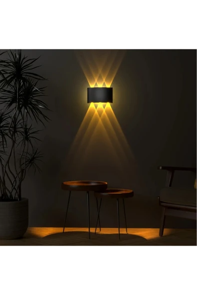 ekim aydınlatma 3lü ışık süzmeli amber ledli dekoratif modern duvar apliği - bahçe,balkon,teras,oda - 2
