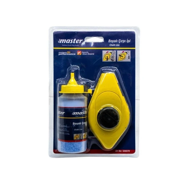 Firstmaster Plastik Hazneli Boyalı Çırpı Çizim İpi İnşaat Marangoz İp 30 Metre Mavi Tebeşir Boya - Resim 4