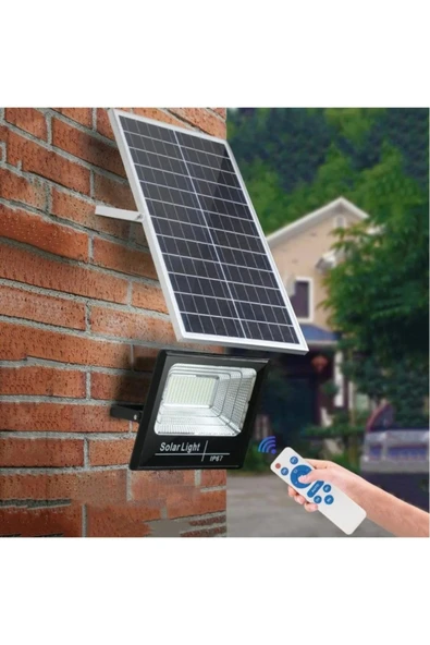 ekim aydınlatma 100 W Kumandalı Güneş Enerjili Solar Led Projektör - Beyaz Işık (6500K) - - 1