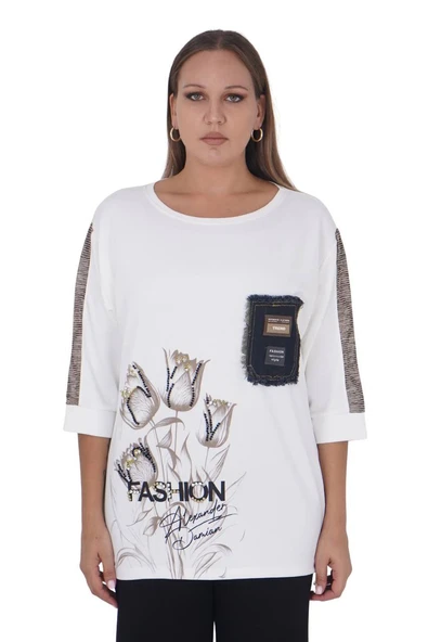 Büyük Beden Taşlı Tunik Bluz ürün görseli