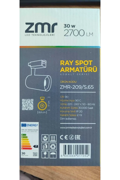 ekim aydınlatma 30 W ray spot armatürü siyah kasa beyaz ışık 6500k (ray dahil değildir) - 4