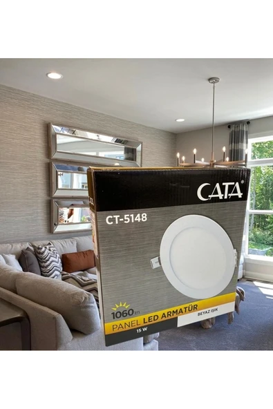 Slim Led Panel 15w Yuvarlak Alüminyum ct-5148g - Günışığı - Resim 2