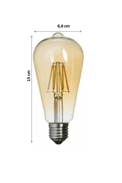 ekim aydınlatma 4w ST64 rustik flamanlı armut dekoratif led ampul ( DİMLENEBİLİR ÖZELLİKLİ ) - 4