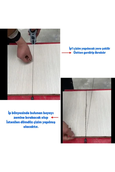 Firstmaster Plastik Hazneli Boyalı Çırpı Çizim İpi İnşaat Marangoz İp 30 Metre Mavi Tebeşir Boya - Resim 2