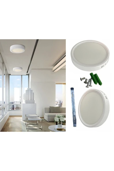 25 Watt Panel Led Armatür Sıva Üstü Yuvarlak Ct 5271 Günışığı Sarı Işık 3200k Alüminyum Kasa - 5