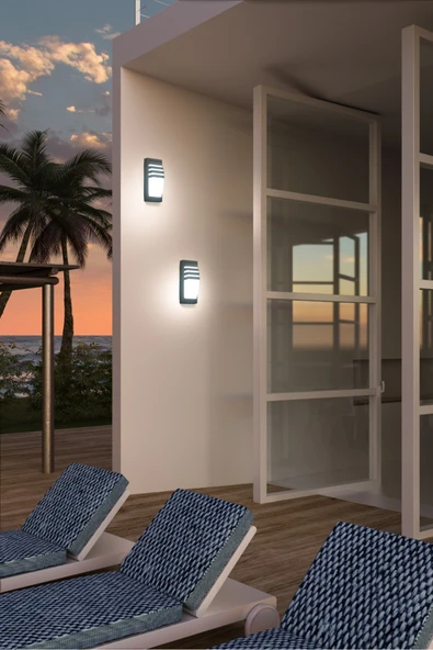 ekim aydınlatma 24w Siyah Elips Yarı Panjurlu banyo,bahçe,balkon,teras Duvar Apliği - 3