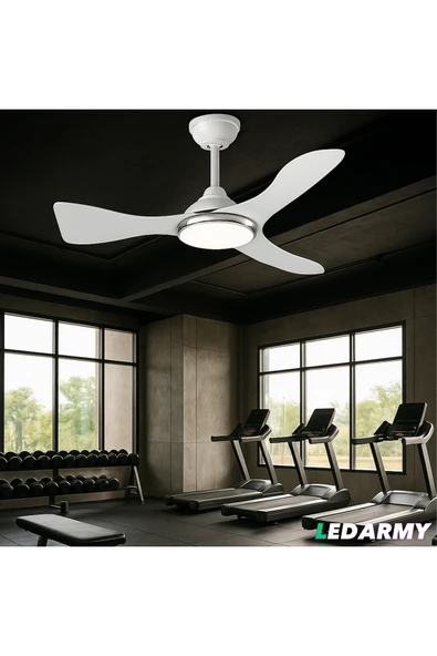 CT-3000 Modern Tavan Vantilatörü Beyaz LED Işıklı ve Uzaktan Kumandalı LED Sessiz Motor Şık Tas - 8