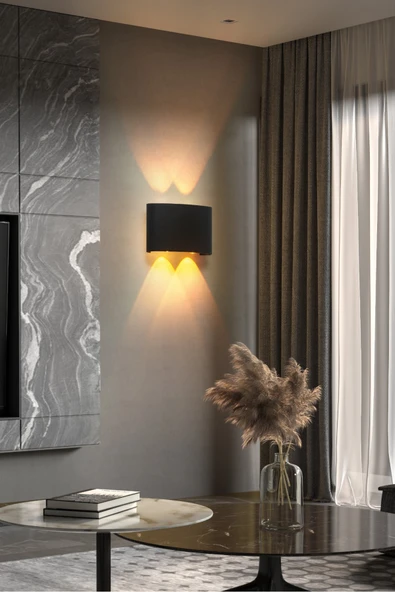 ekim aydınlatma Siyah Kasa 4w Dekoratif Çift Yönlü Bahçe Balkon Teras Aplik - 2