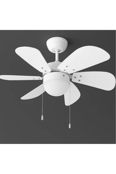 Ekim Aydınlatma Kcf281 60w 30 Inç Beyaz Altı Kanatlı Lambalı Ipli Tavan Vantilatörü - 3