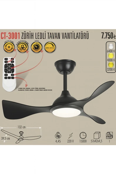 LEDLİ VE SESSİZ TAVAN VANTİLATÖRÜ - 1