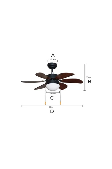 ekim aydınlatma Kcf280 60w Ahşap 6 Kanatlı Avizeli Tavan Vantilatörü - 2