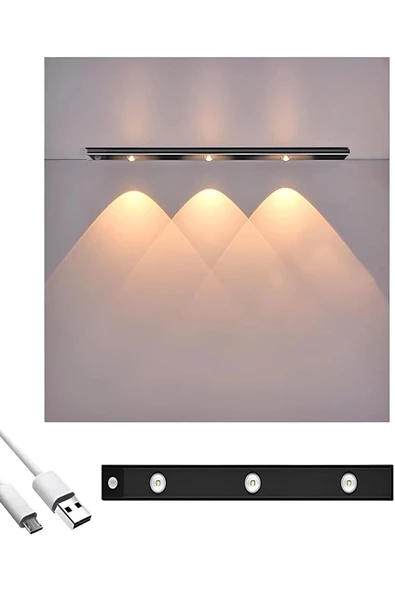 Ct-2464 Sensörlü Şarjlı Mıknatıslı 3 Farklı Işık Renkli Dimmerli 40cm Siyah - 1