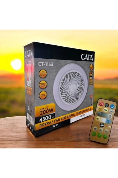 CT-1153 Poyraz Fanlı LED 42 Watt Ampul Lamba Beyaz Işık Vantilatör Aydınlatma E27 3 Renk Dim Ed - 3