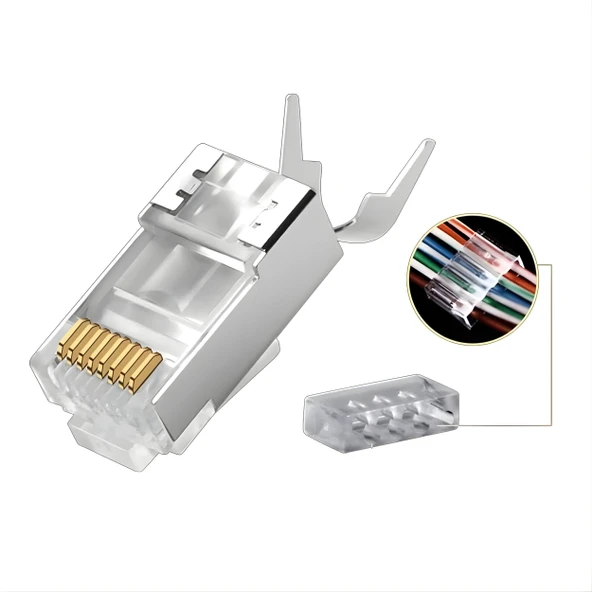 MN6 M118XF Cat 7 jack/30Gbps’ye kadar Hız-10 Adet-Nikel kaplı koruma/Cat7 CAT6A Soket-Cat7 rj45 konnektör - 3