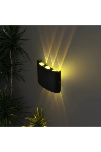 ekim aydınlatma 3lü ışık süzmeli amber ledli dekoratif modern duvar apliği - bahçe,balkon,teras,oda - 4