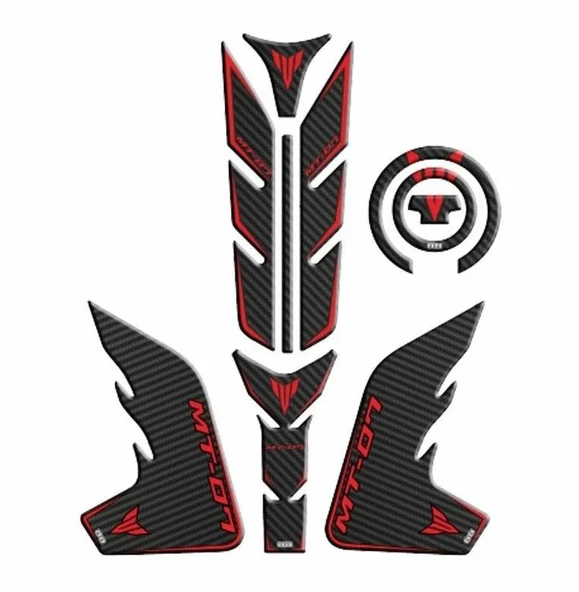 Yamaha MT-07 2018-2020 Kırmızı-Siyah Tank Pad Set ürün görseli