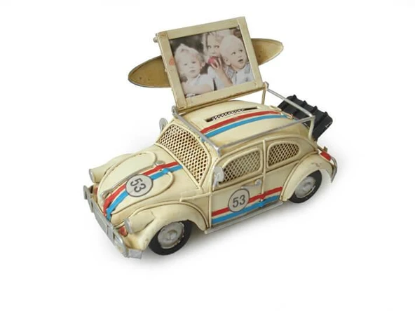 Dekoratif Metal Araba Çerçeveli ve Kumbaralı Vosvos Hediyelik ürün görseli