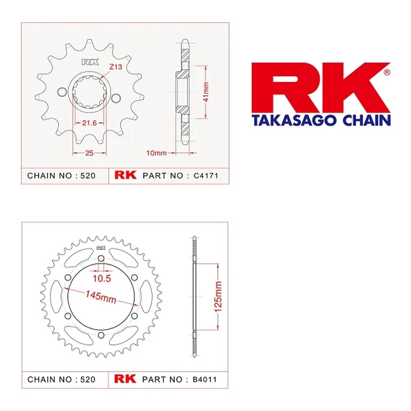 RK Yamaha Xt 660 X/R 15/45T Ön Arka Dişli Set 520 04-14 ürün görseli