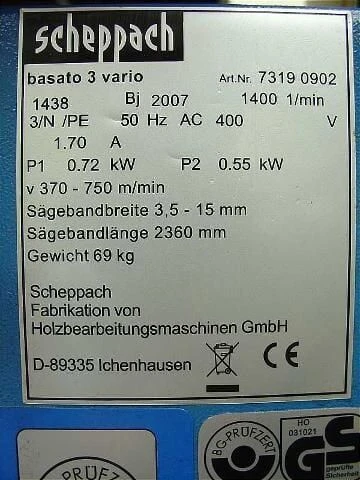 ŞERİT TESTERE TEZGAHI BASA3 610X1030X1640MM SCHEPPACH - 4