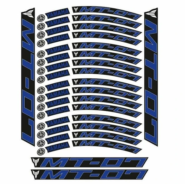 Yamaha MT-07 Uyumlu Mavi Baskı 1 Set Jant Şeridi ürün görseli