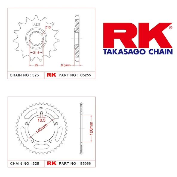RK Suzukı Gsx-r 1000 17/43T Ön Arka Dişli Set 525 07-08 ürün görseli