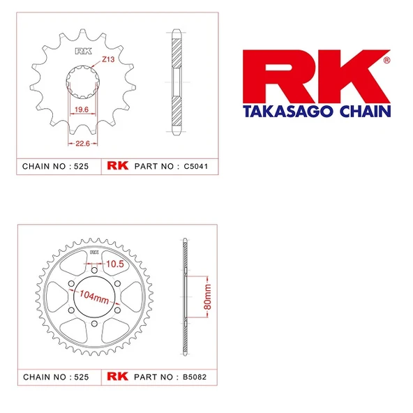 RK Kawasaki Zx 10 R 17/39T Ön Arka Dişli Set 525 04-05 ürün görseli