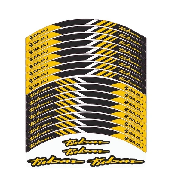 Bajaj Pulsar Sarı-Beyaz-Siyah Reflektör Baskı 1 Set Jant Şeridi ürün görseli