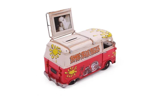 Dekoratif Metal Minibüs Çerçeveli ve Kumbaralı Hediyelik - Resim 3