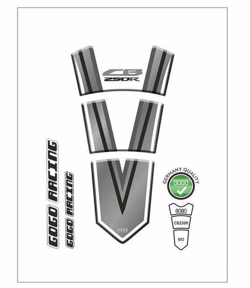 Honda CB 250 R Beyaz-Gri-Siyah Tank Pad ürün görseli