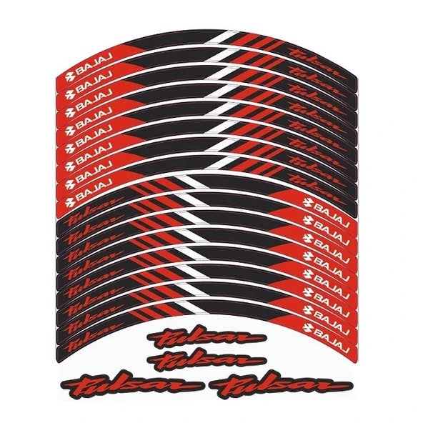 Bajaj Pulsar Kırmızı-Beyaz-Siyah Reflektör Baskı Jant Şeridi ürün görseli