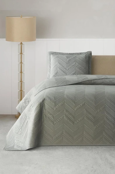 Paris Tek Kişilik Lüks Kadife 180x240 cm Yatak Örtüsü Gri ürün görseli