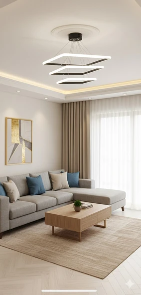 GN GEN AYDINLATMA Modern Kare Siyah Kasa Günışığı Led Avize - 1