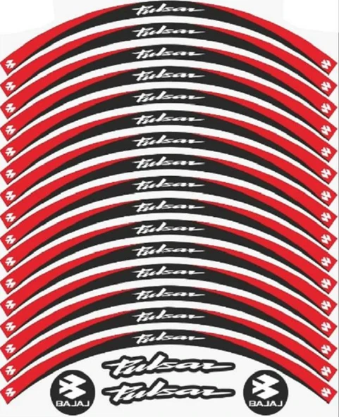 Bajaj Pulsar Kırmızı-Siyah Reflektör Baskı 1 Set Jant Şeridi ürün görseli