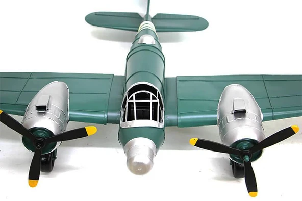 Dekoratif Metal Uçak Vintage Ev Ofis Hediyelik Savaş Uçağı - Resim 4