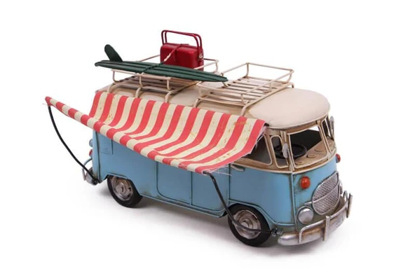 Dekoratif Metal Minibüs Tenteli Vintage Vosvos Hediyelik ürün görseli 1