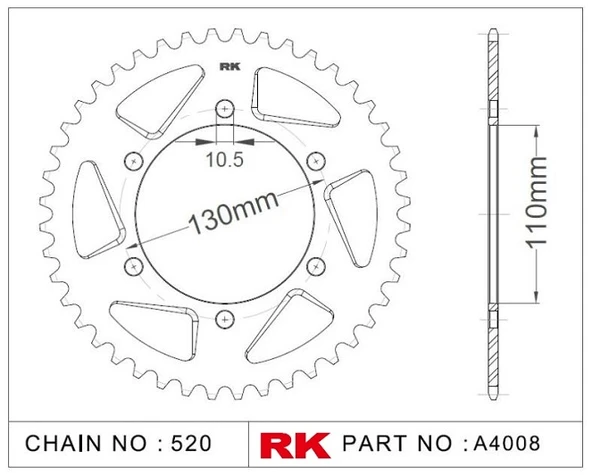 RK A4008-48-0A Aluminyum Arka Dişli ürün görseli