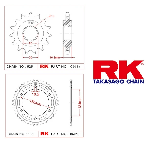 RK Honda CBR 600 F 16/45T Ön Arka Dişli Set 525 01-07 ürün görseli