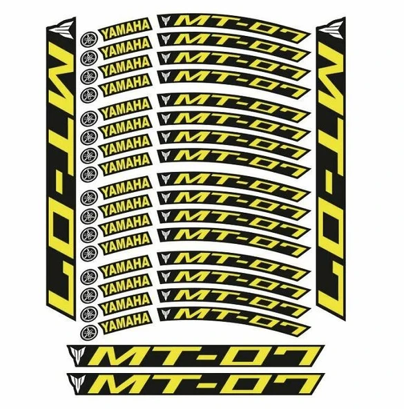 Yamaha MT-07 Uyumlu Florasan Sarı Baskı 1 Set Jant Şeridi ürün görseli