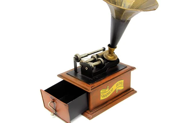 Dekoratif Metal Gramofon Kutu Hediyelik - 2