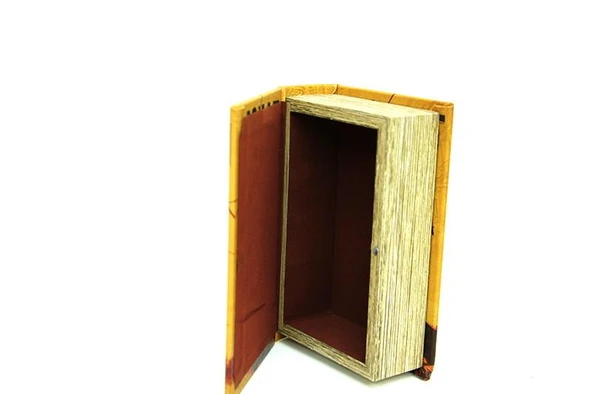 Kutu Kitap Taksim Ahşap Suni Deri Kaplı Dekoratif Hediyelik - 5