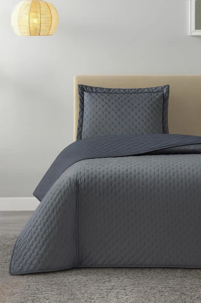 Parma Tek Kişilik Lüks Kadife 180x240 cm Yatak Örtüsü Antrasit ürün görseli