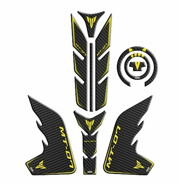 Yamaha MT-07 2018-2020 Sarı-Siyah Tank Pad Set ürün görseli