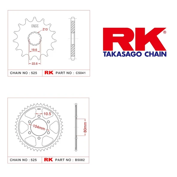 RK Kawasaki Zx 10 R 17/41T Ön Arka Dişli Set 525 08-10 ürün görseli